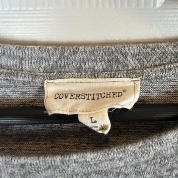 Coverstitched Womens Gray Sweater Sz L Long Sleeve Pullover Ruffled Soft Top U - Picture 10 of 11